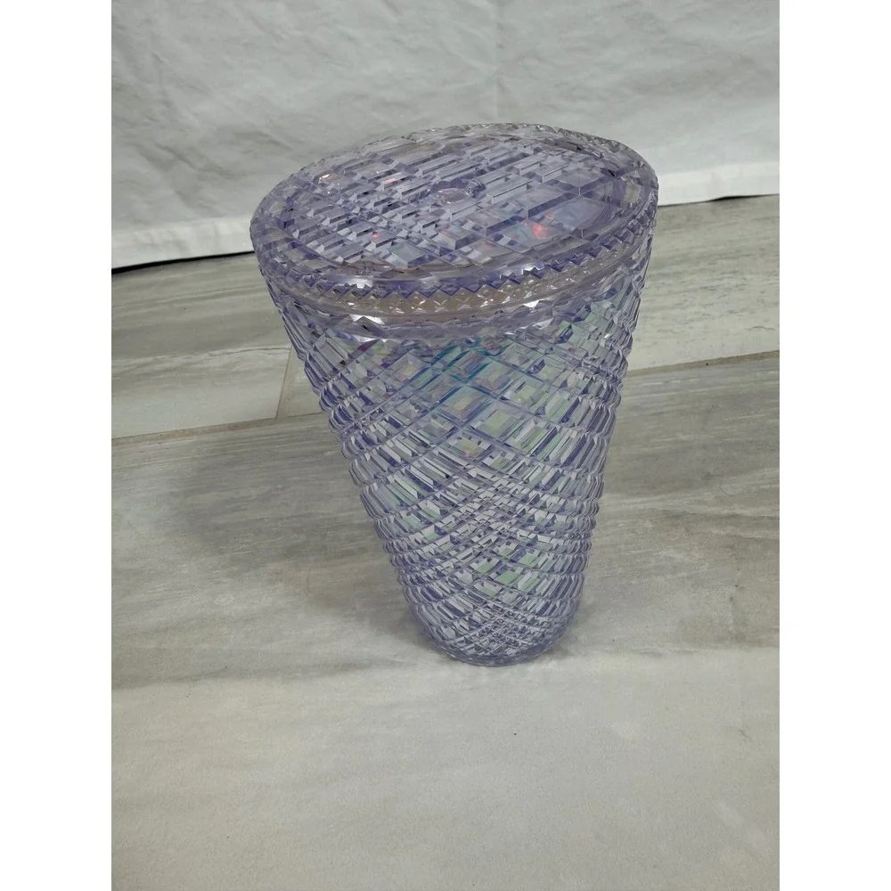 Starbucks 2021 Purple Iridescent Grid Cold Cup Tumbler 16oz Textured Diamond Lid